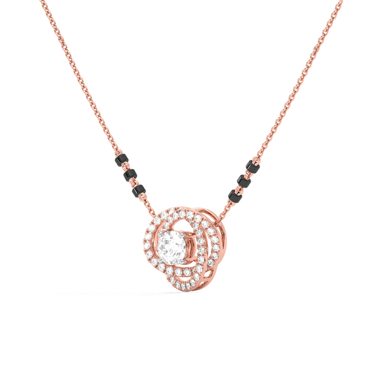 Swirl Halo Diamond Mangalsutra Necklace