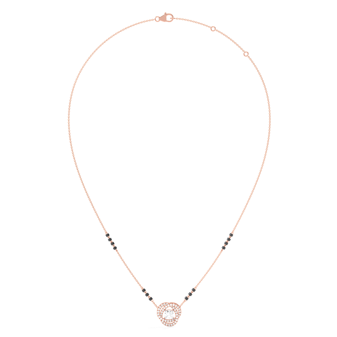 Swirl Halo Diamond Mangalsutra Necklace
