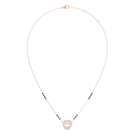 Swirl Halo Diamond Mangalsutra Necklace