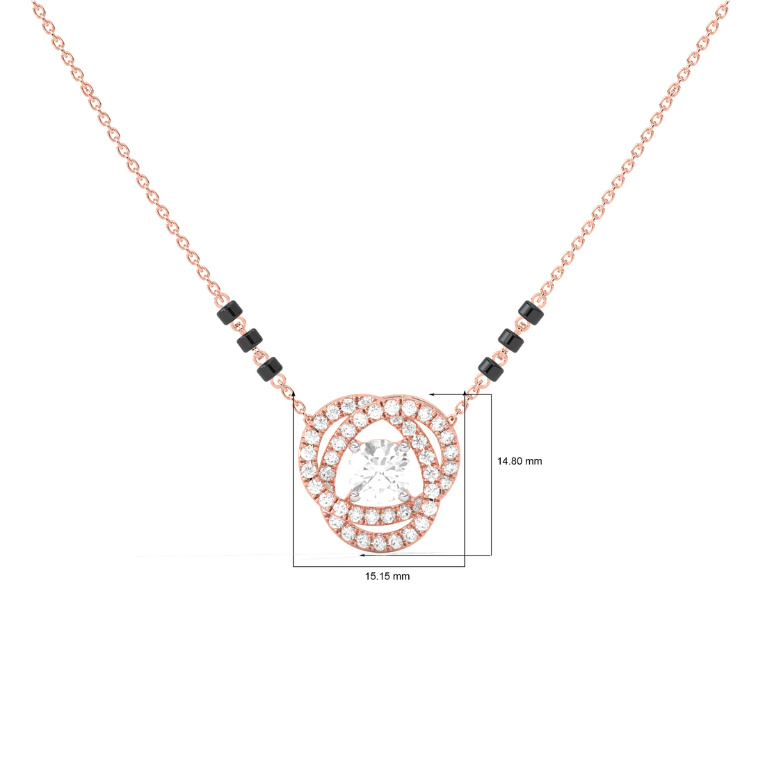 Swirl Halo Diamond Mangalsutra Necklace