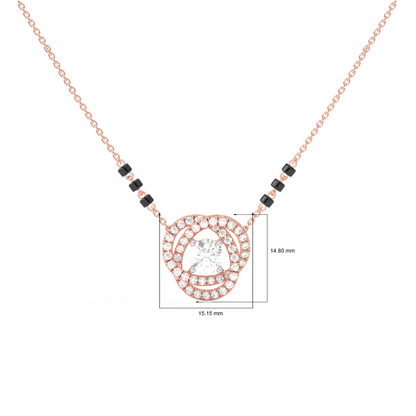 Swirl Halo Diamond Mangalsutra Necklace