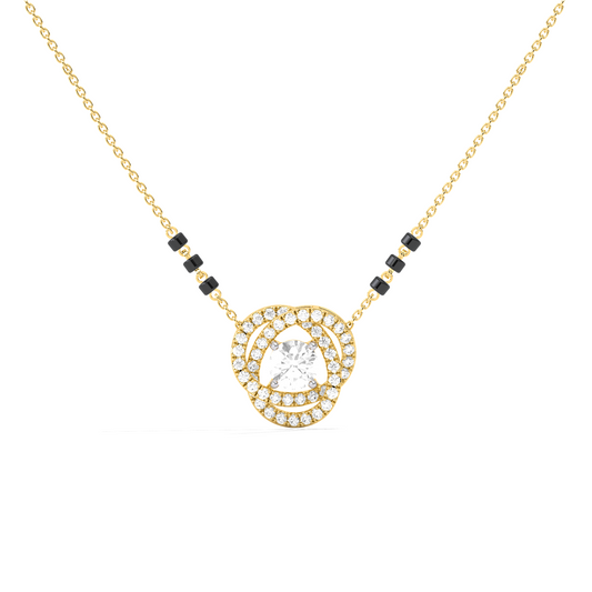 Swirl Halo Diamond Mangalsutra Necklace
