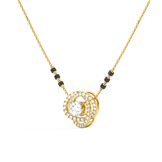 Swirl Halo Diamond Mangalsutra Necklace