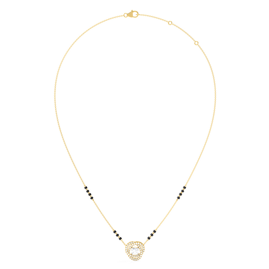 Swirl Halo Diamond Mangalsutra Necklace