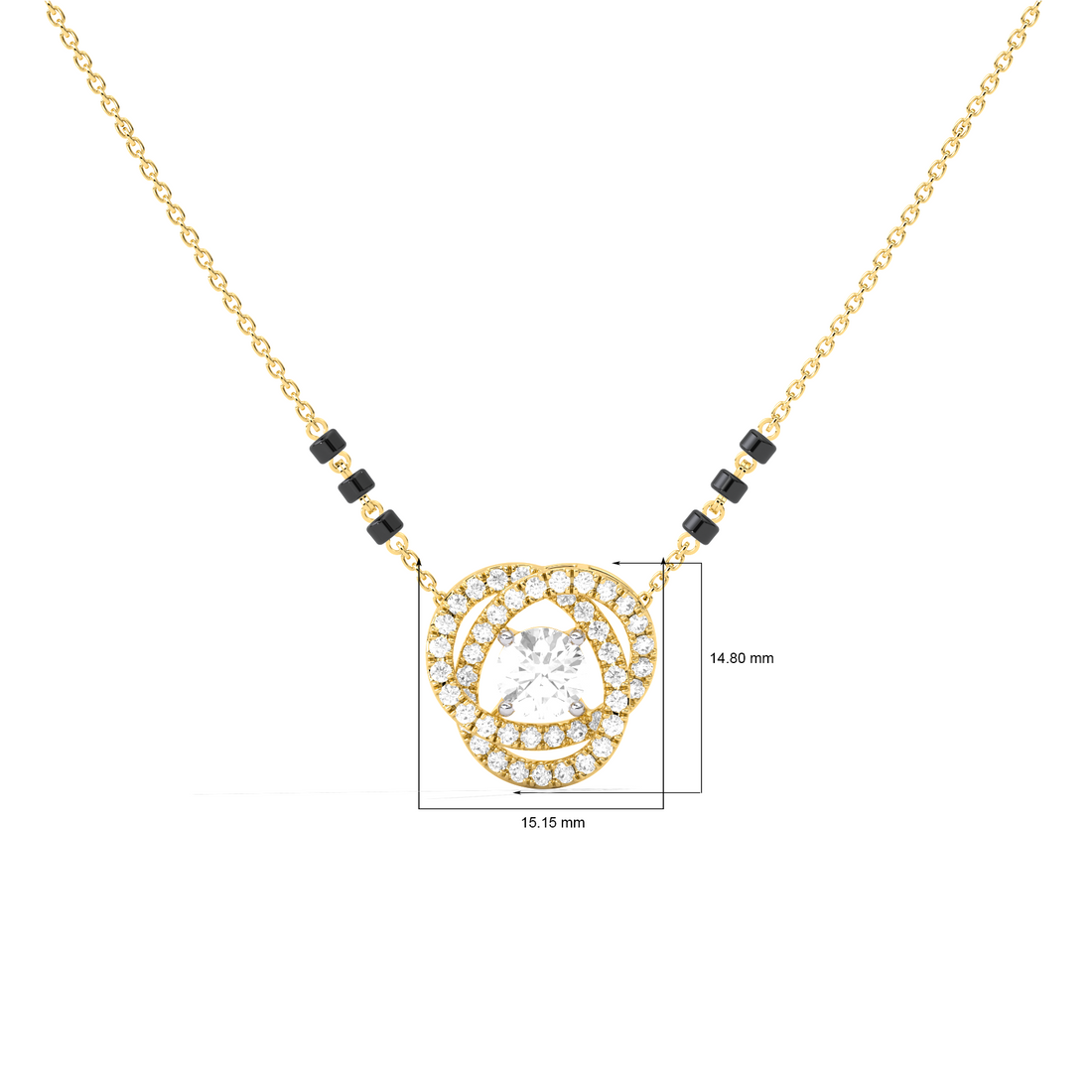 Swirl Halo Diamond Mangalsutra Necklace