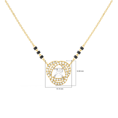 Swirl Halo Diamond Mangalsutra Necklace