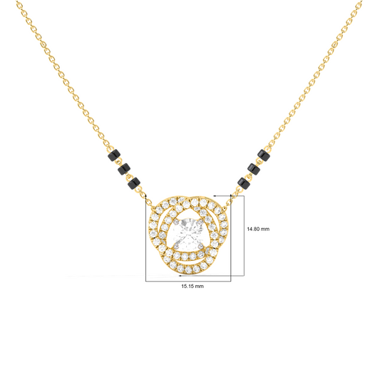 Swirl Halo Diamond Mangalsutra Necklace