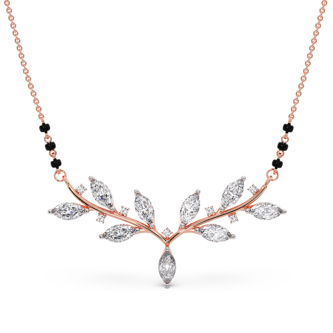 Marquise-Cut Diamond Leaf Mangalsutra