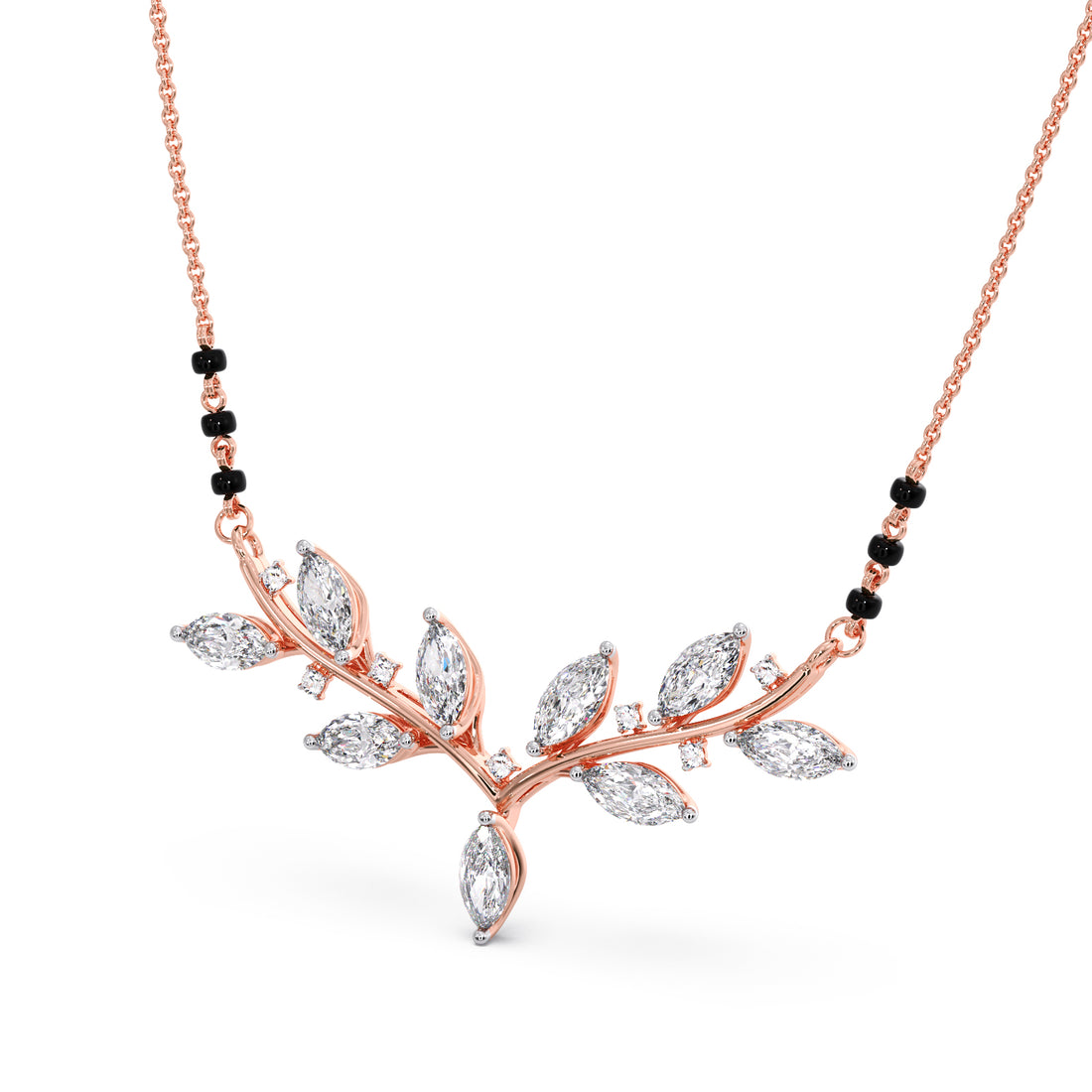 Marquise-Cut Diamond Leaf Mangalsutra