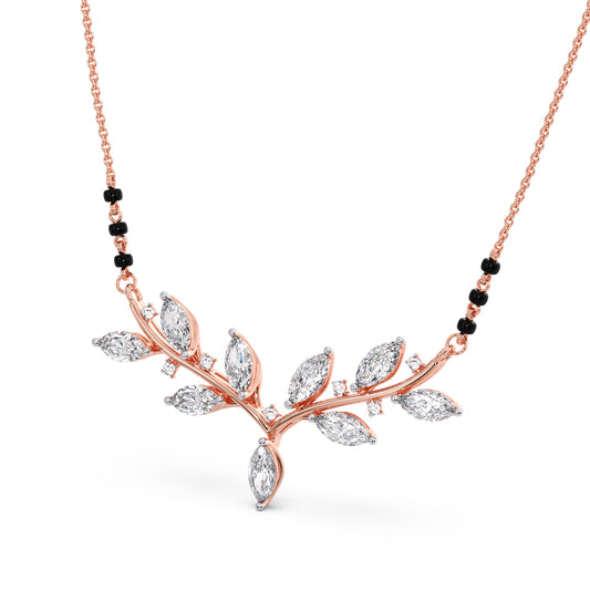 Marquise-Cut Diamond Leaf Mangalsutra
