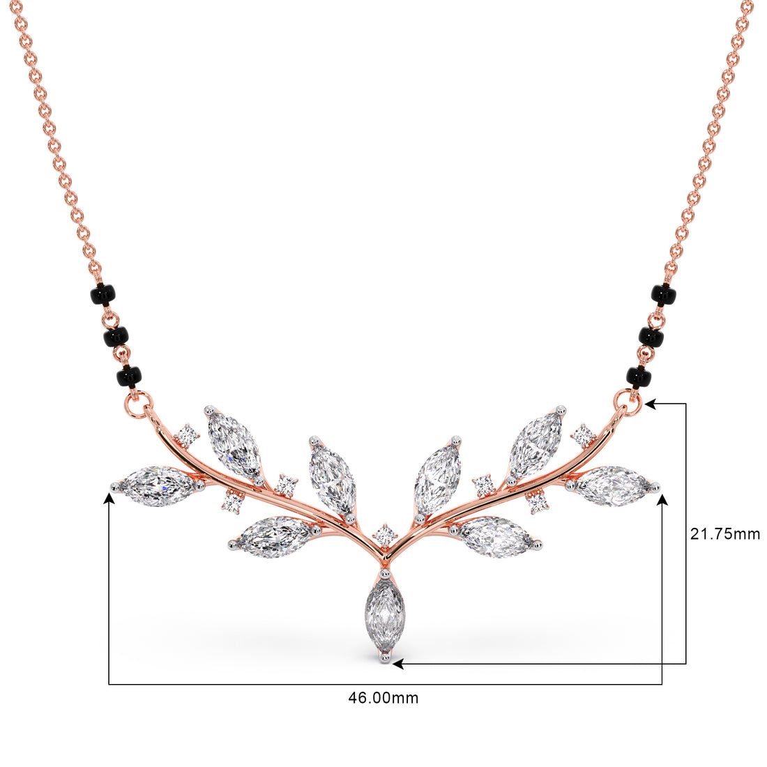 Marquise-Cut Diamond Leaf Mangalsutra
