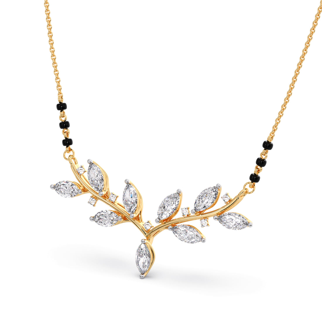 Marquise-Cut Diamond Leaf Mangalsutra