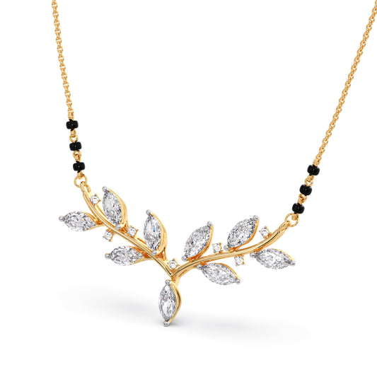 Marquise-Cut Diamond Leaf Mangalsutra
