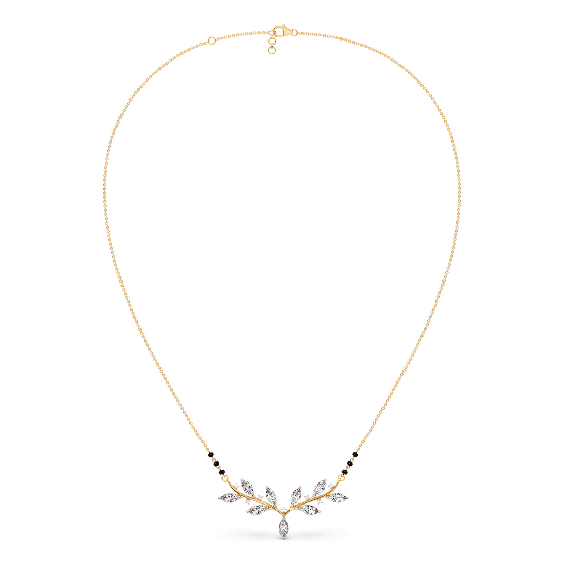 Marquise-Cut Diamond Leaf Mangalsutra