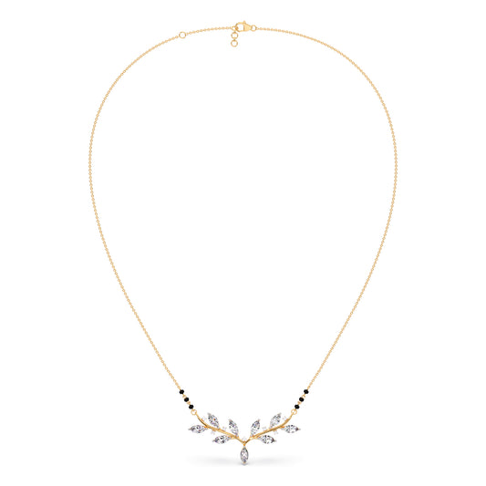 Marquise-Cut Diamond Leaf Mangalsutra