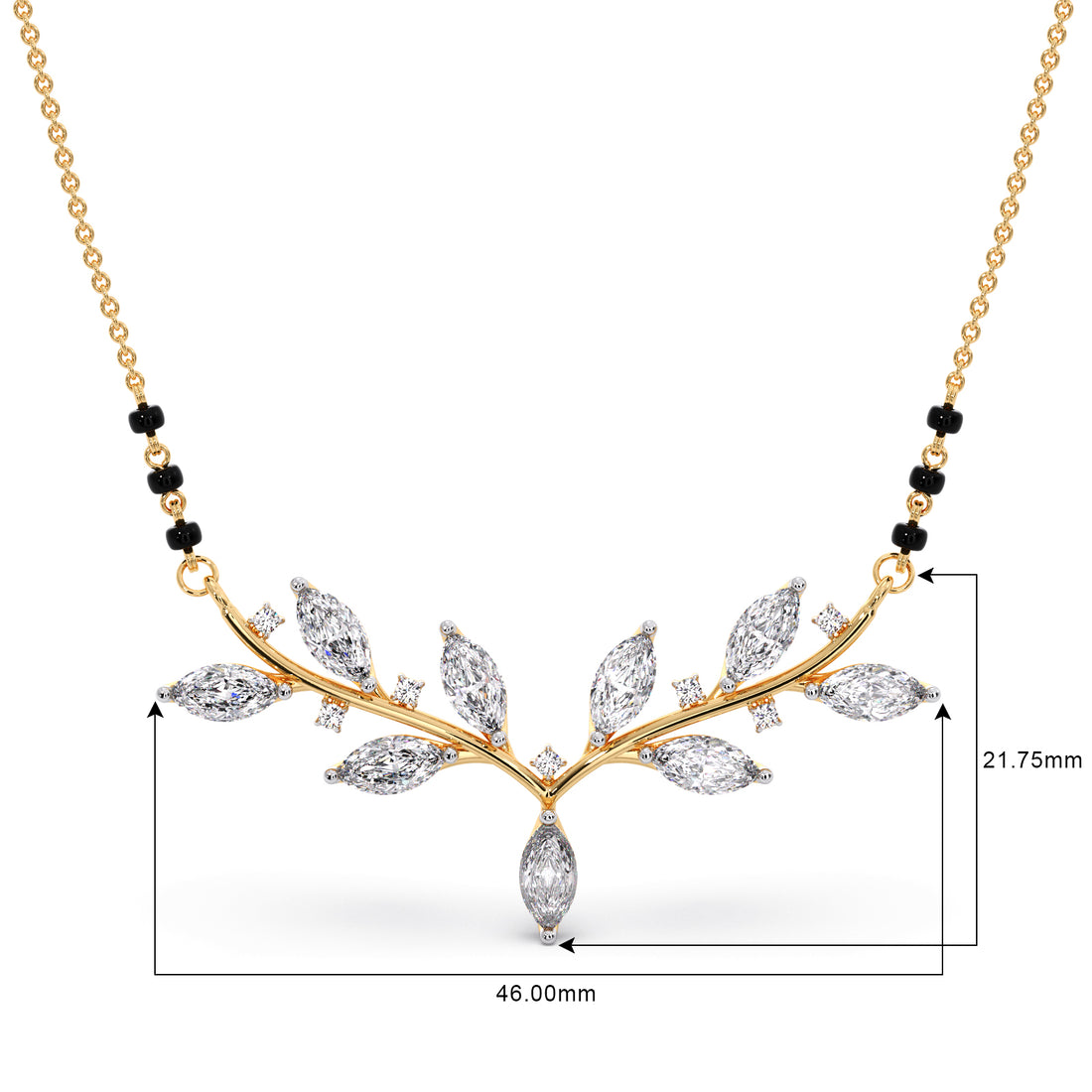 Marquise-Cut Diamond Leaf Mangalsutra