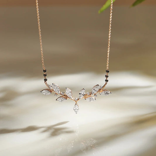 Marquise-Cut Diamond Leaf Mangalsutra