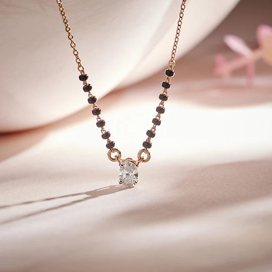 Minimalist Oval Diamond Mangalsutra