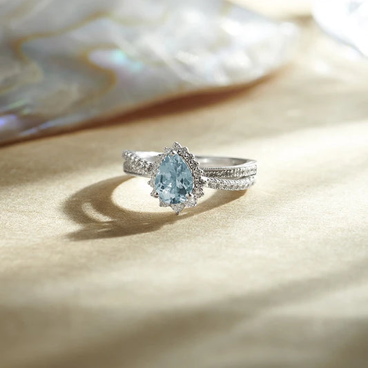 Pear-Shaped Gemstone with Diamond Halo and Accents Ring