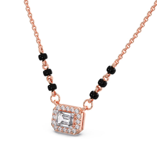 Emerald-Cut Diamond Halo Mangalsutra