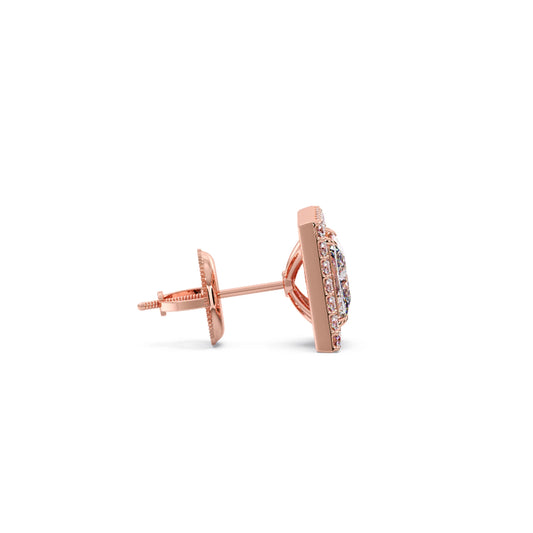 Princess Cut Diamond Halo Stud Earrings