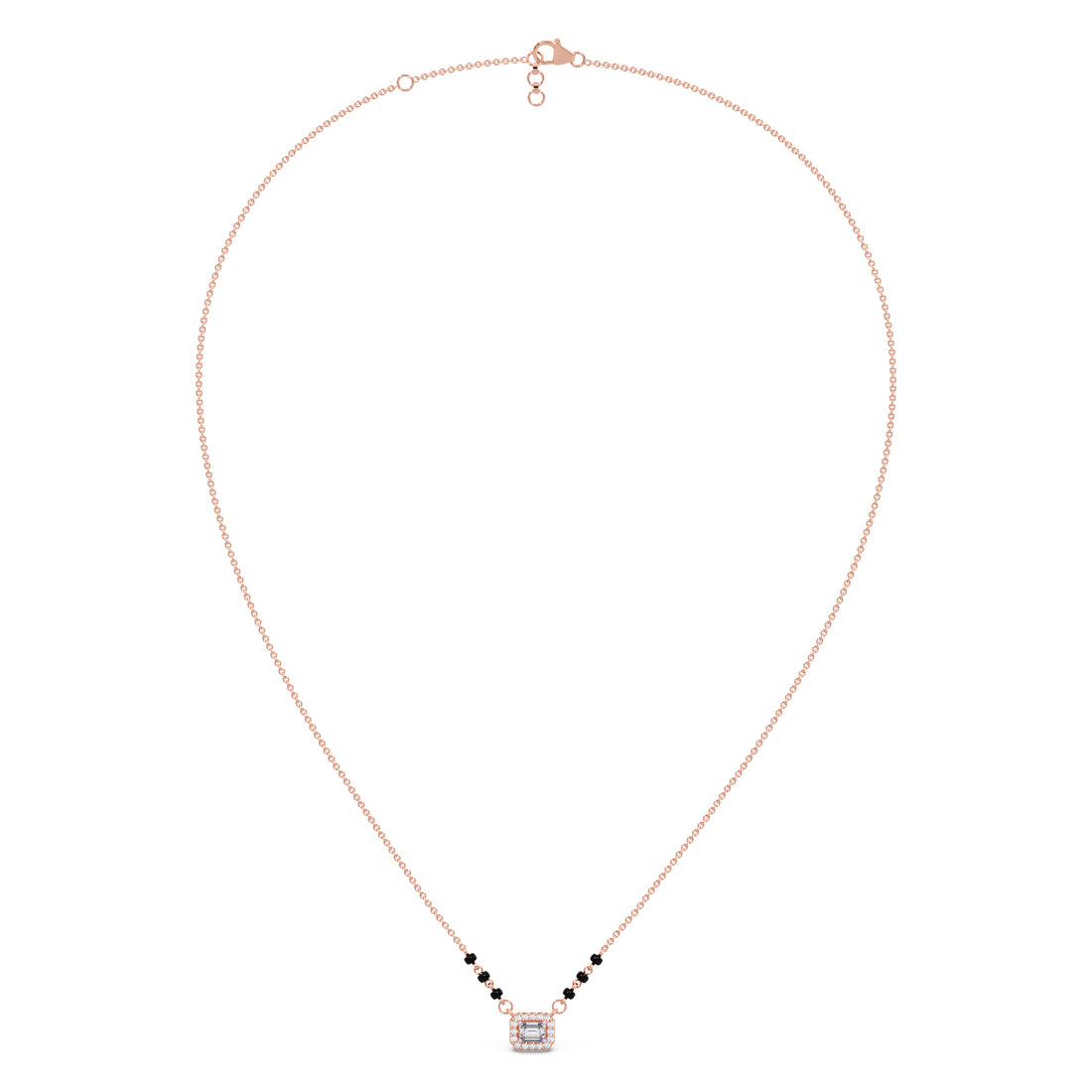 Emerald-Cut Diamond Halo Mangalsutra