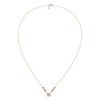 Emerald-Cut Diamond Halo Mangalsutra