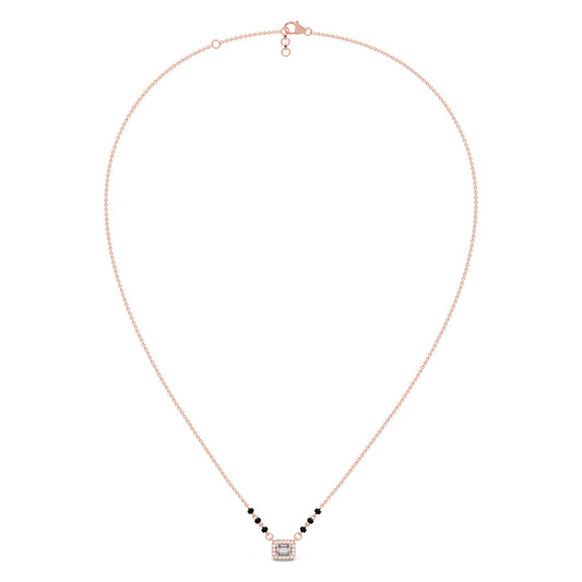Emerald-Cut Diamond Halo Mangalsutra