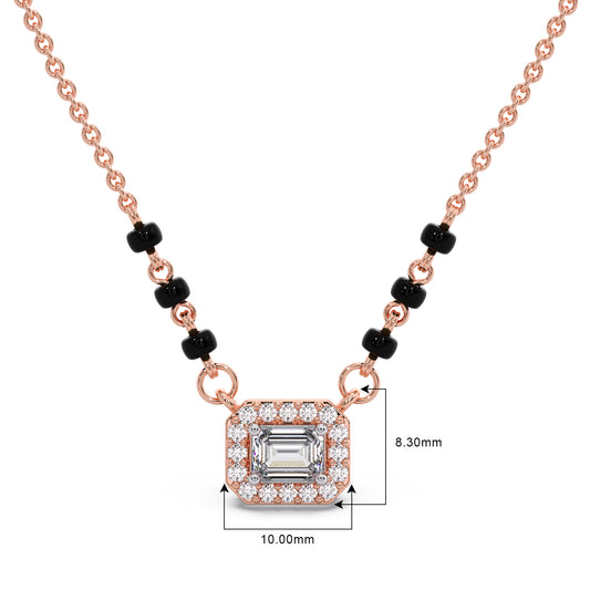 Emerald-Cut Diamond Halo Mangalsutra