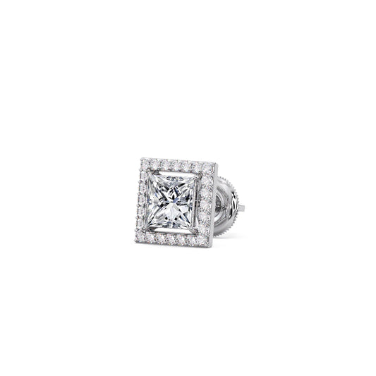 Princess Cut Diamond Halo Stud Earrings