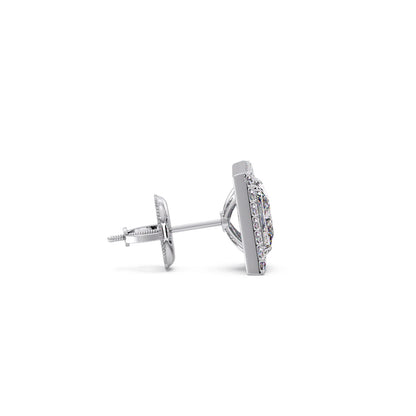 Princess Cut Diamond Halo Stud Earrings