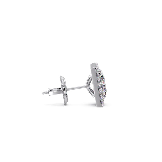 Princess Cut Diamond Halo Stud Earrings