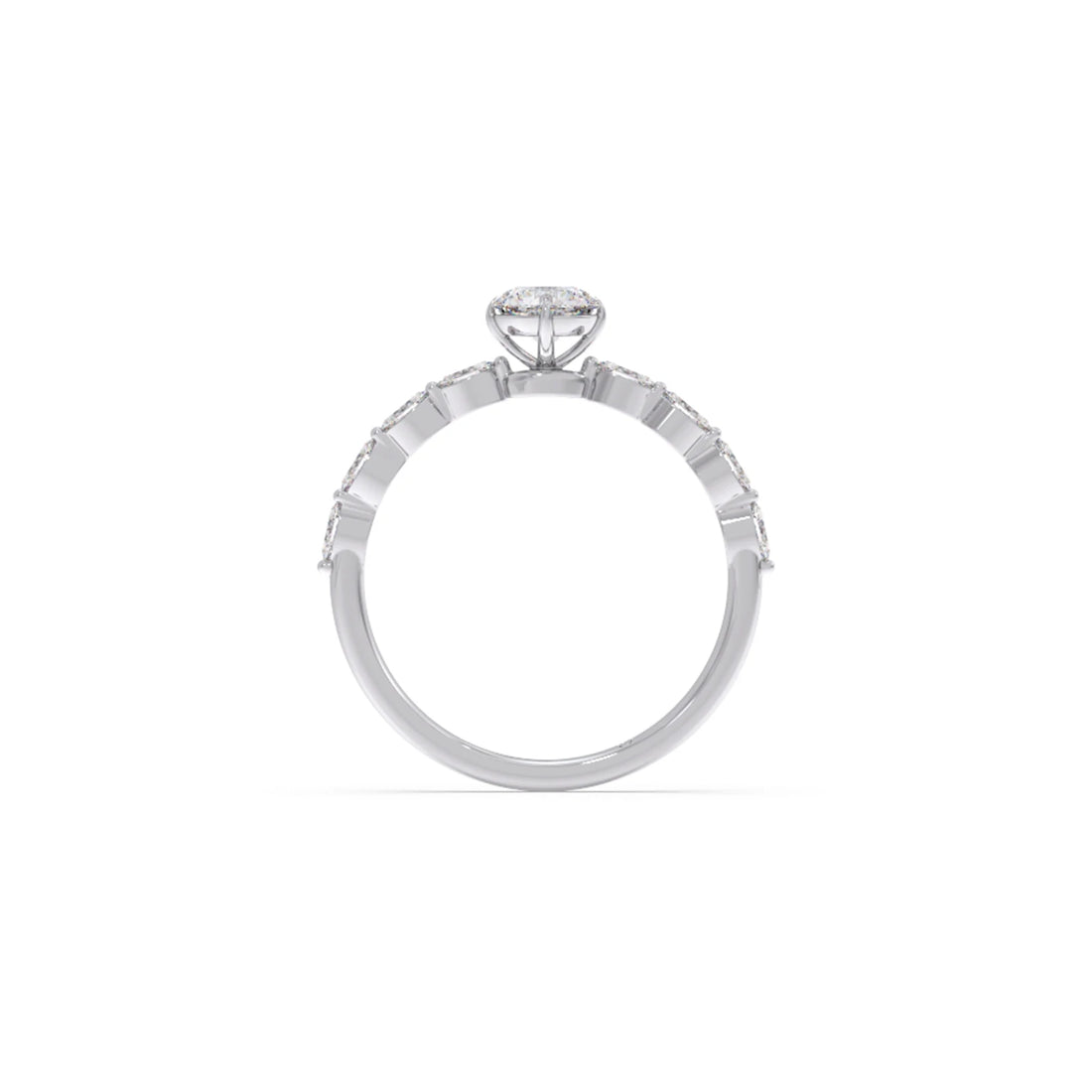 Round Diamond Marquise Accent Gold Ring