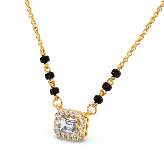 Emerald-Cut Diamond Halo Mangalsutra