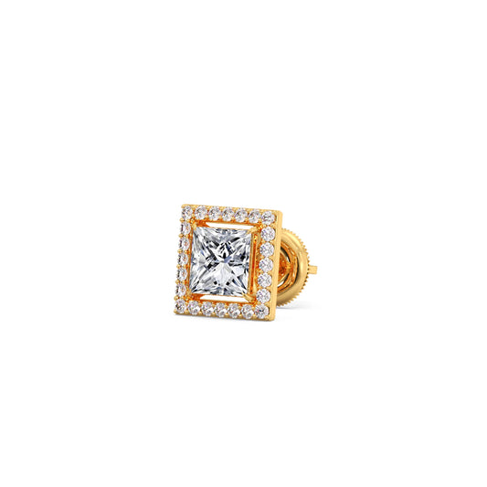 Princess Cut Diamond Halo Stud Earrings
