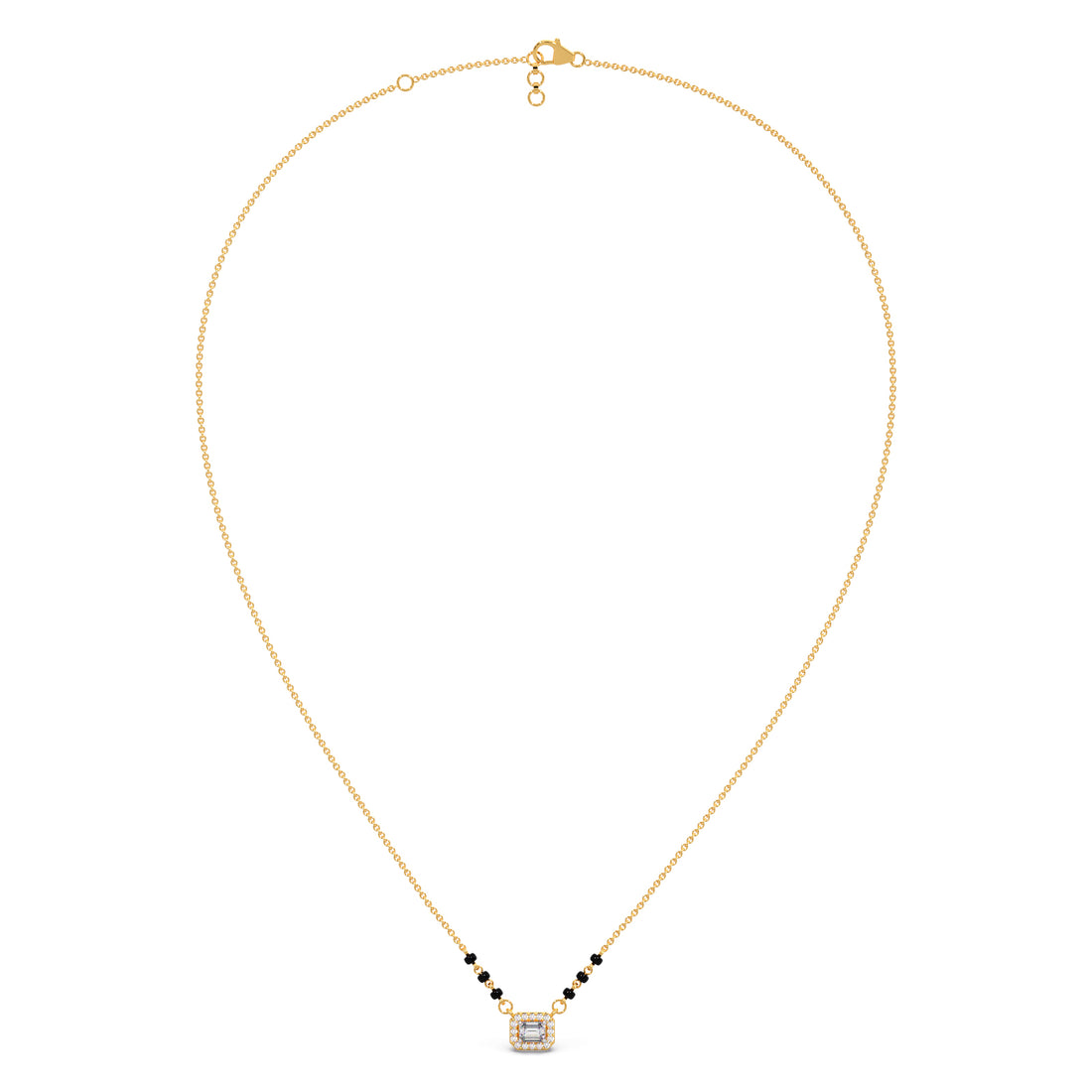 Emerald-Cut Diamond Halo Mangalsutra