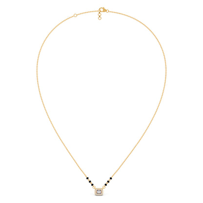 Emerald-Cut Diamond Halo Mangalsutra