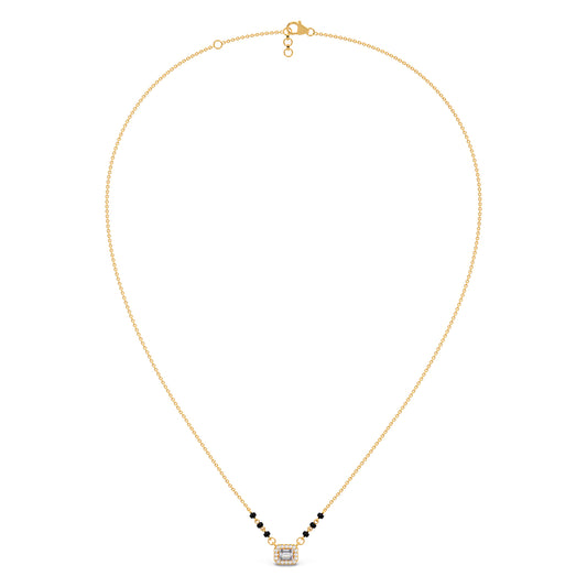 Emerald-Cut Diamond Halo Mangalsutra