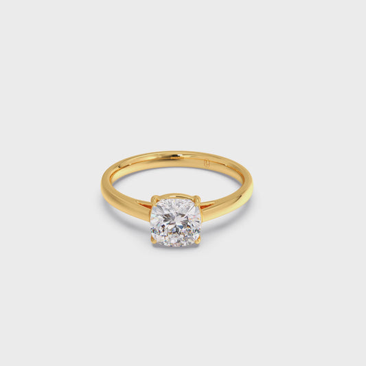 Solitair Cushion Shape Diamond Engagement Ring - 1.00 Cts