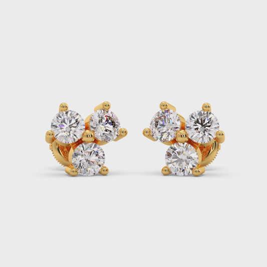 Floral Cluster Diamond Stud Earrings