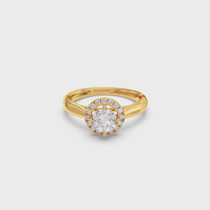 Round Halo Solitaire Engagement Ring 6.00mm