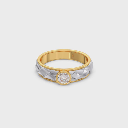 Mens Textured Solitaire  Ring