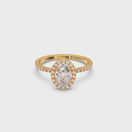 Oval Cut Engagement Ring with Halo Setting