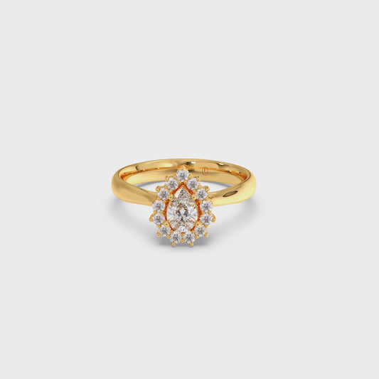Tear Drop Shape Diamond with Halo Setting Ring