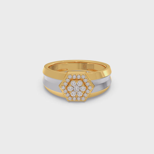 Men’s Two Tone Hexagonal Cluster Diamond Ring