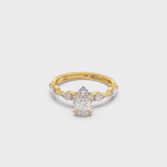 Pear Cut with Side Diamonds Accent Engagement Ring