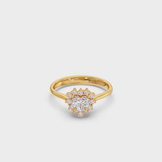 Heart Shape Diamond with Halo Setting Ring