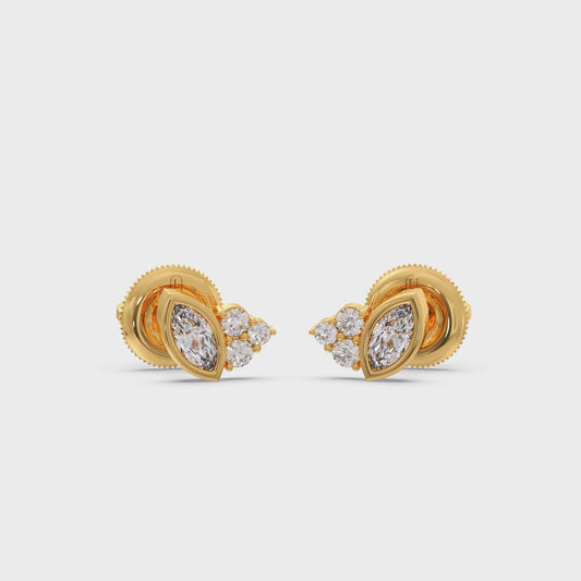 Marquise Cut Diamond Cluster Stud Earrings