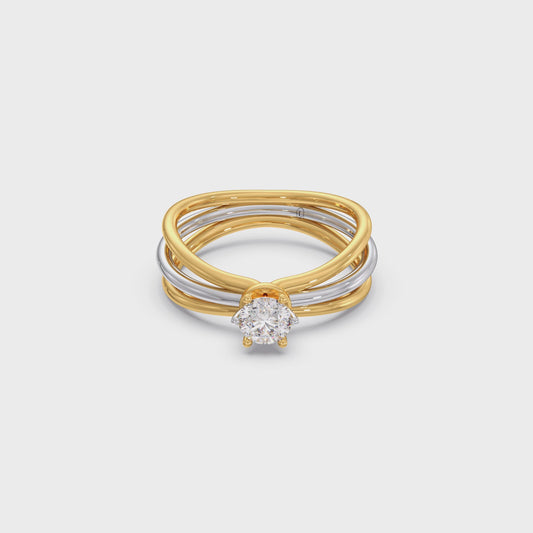 Round Diamond 0.50 Ct Dual Gold Accent Ring