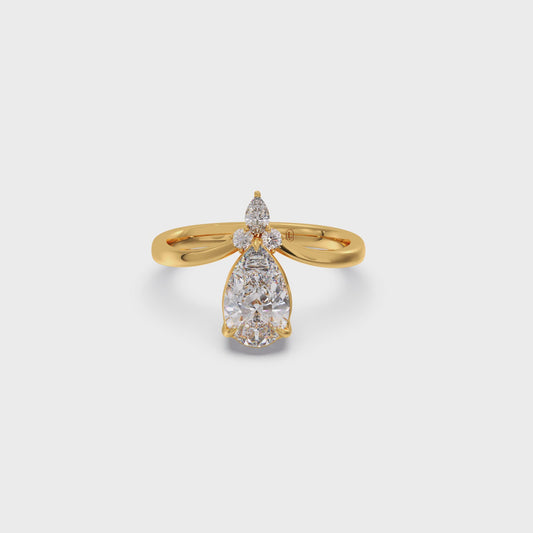 Comet Pear Round Stylized Ring